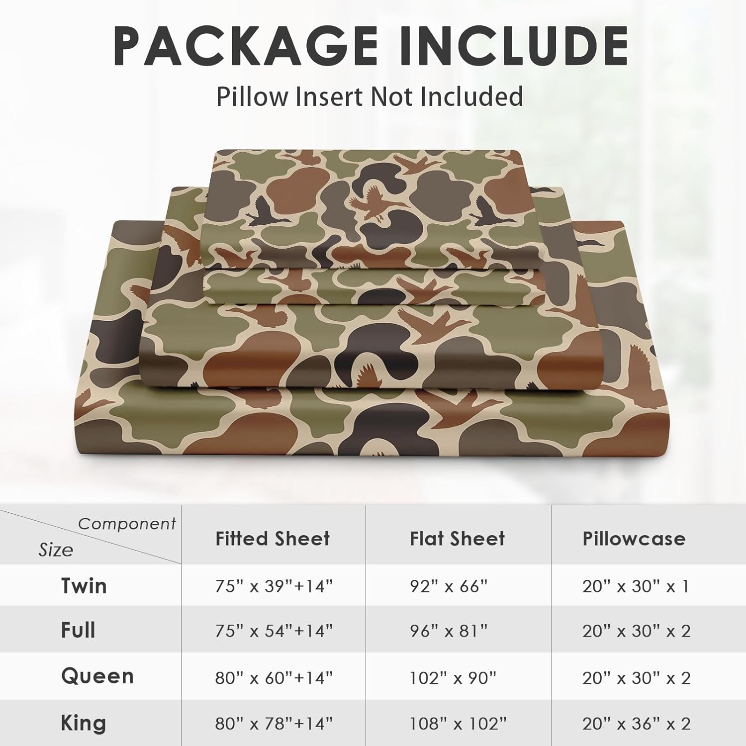Zzzboro 4-Piece Camouflage Bed Sheet Set Queen Size