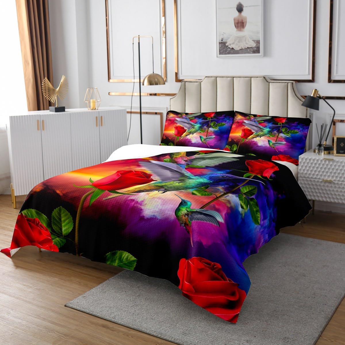 3D Hummingbird Bedspread Set for Adult