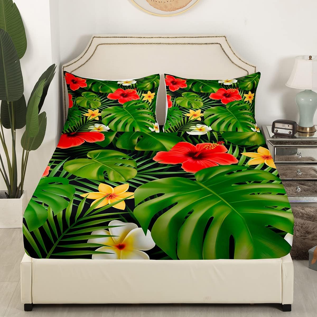 Tropical Palm Kids Bed Sheet Set - King Size