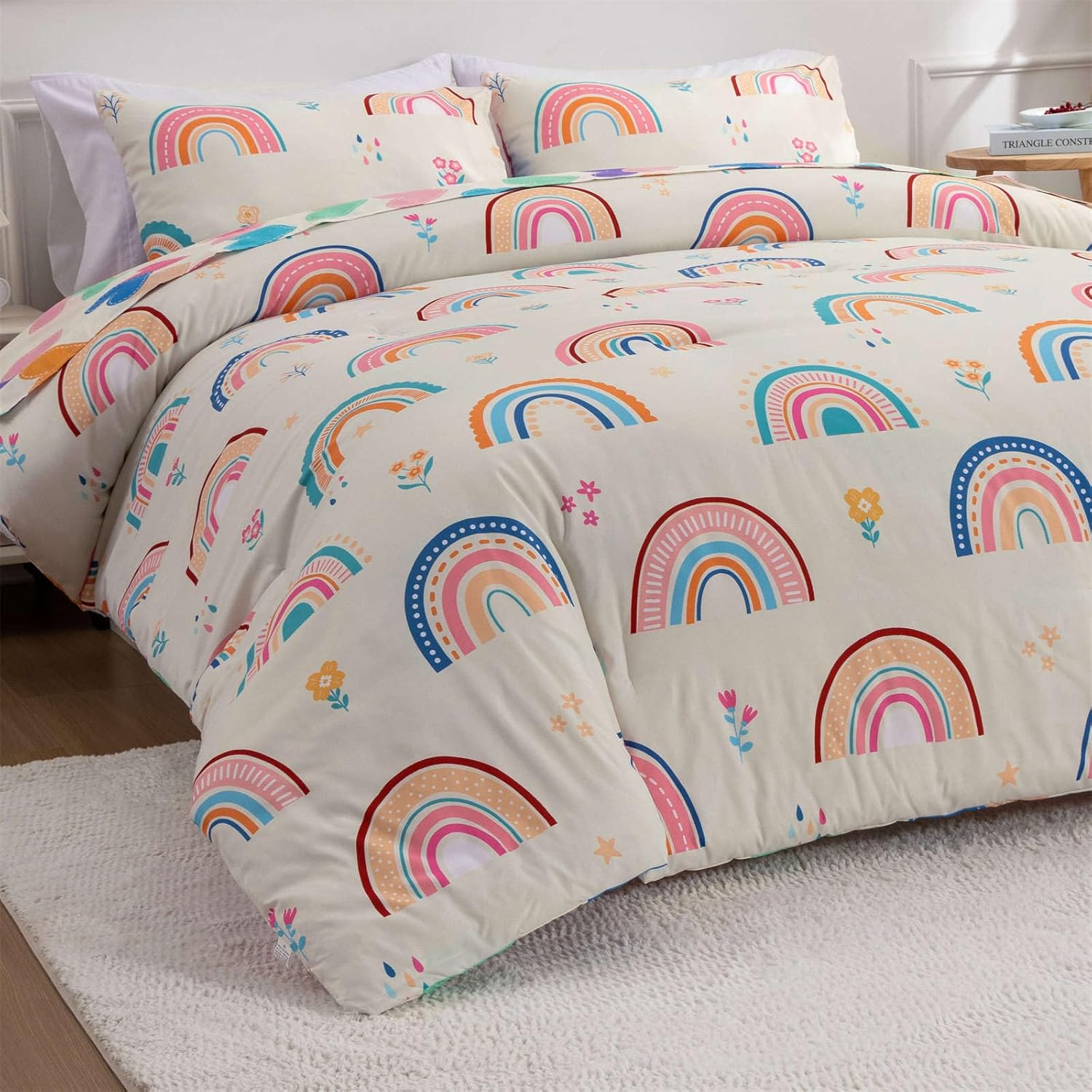 Btargot 5 Piece Rainbow Comforter Set for Kids