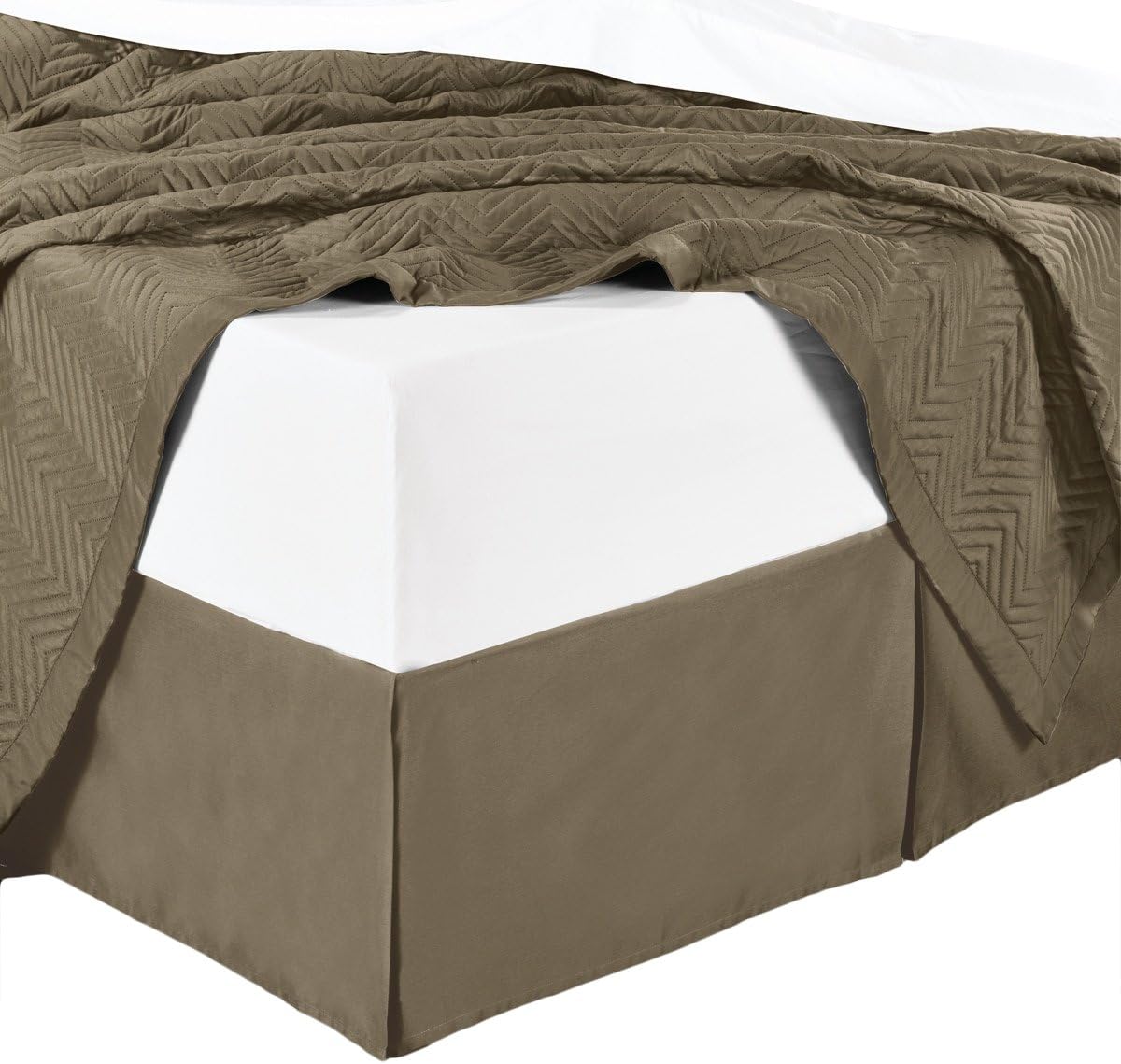 Microfiber Bed Skirts 14 Inch Drop Twin XL Solid Taupe