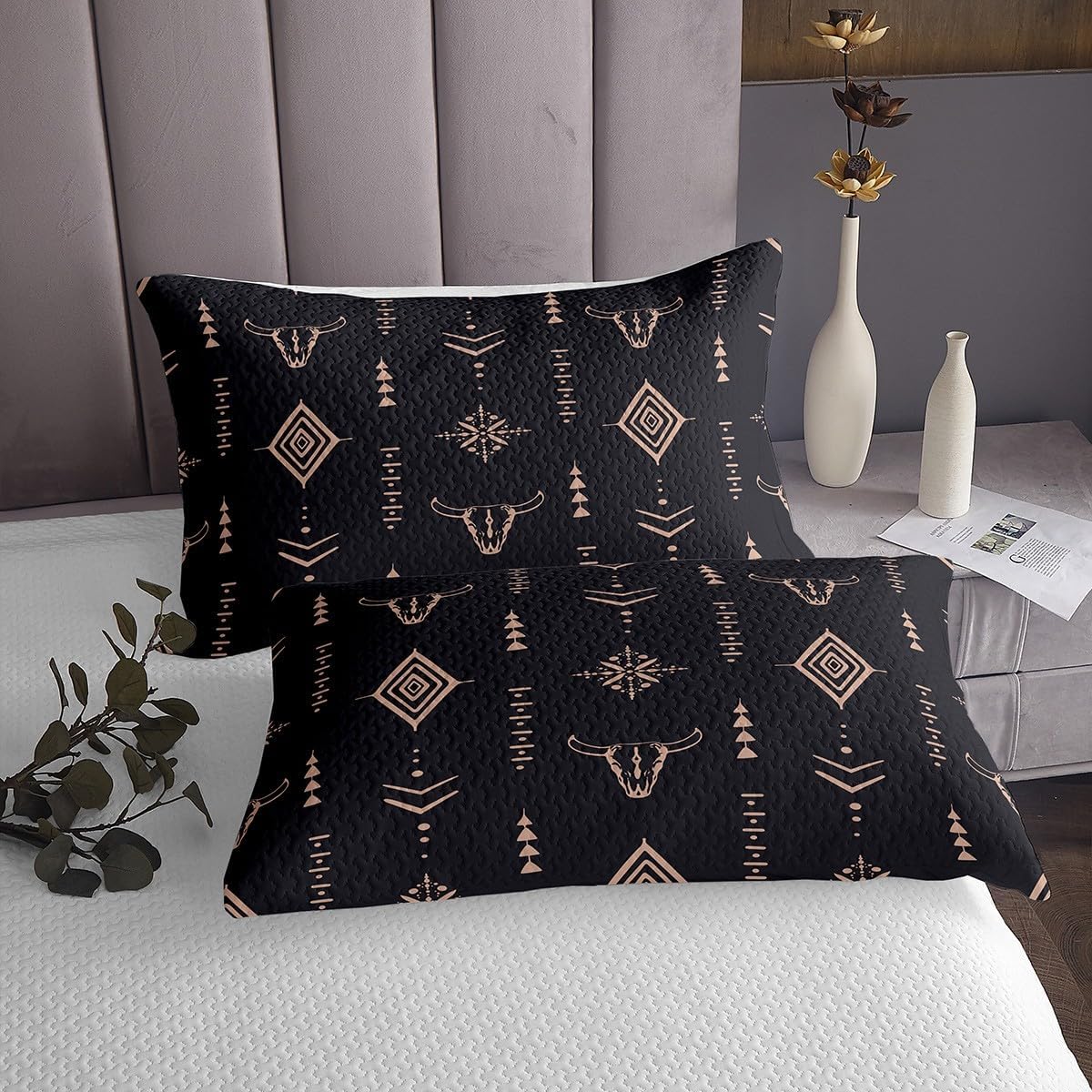 Erosebridal Bull Skull Queen Bedspread Set