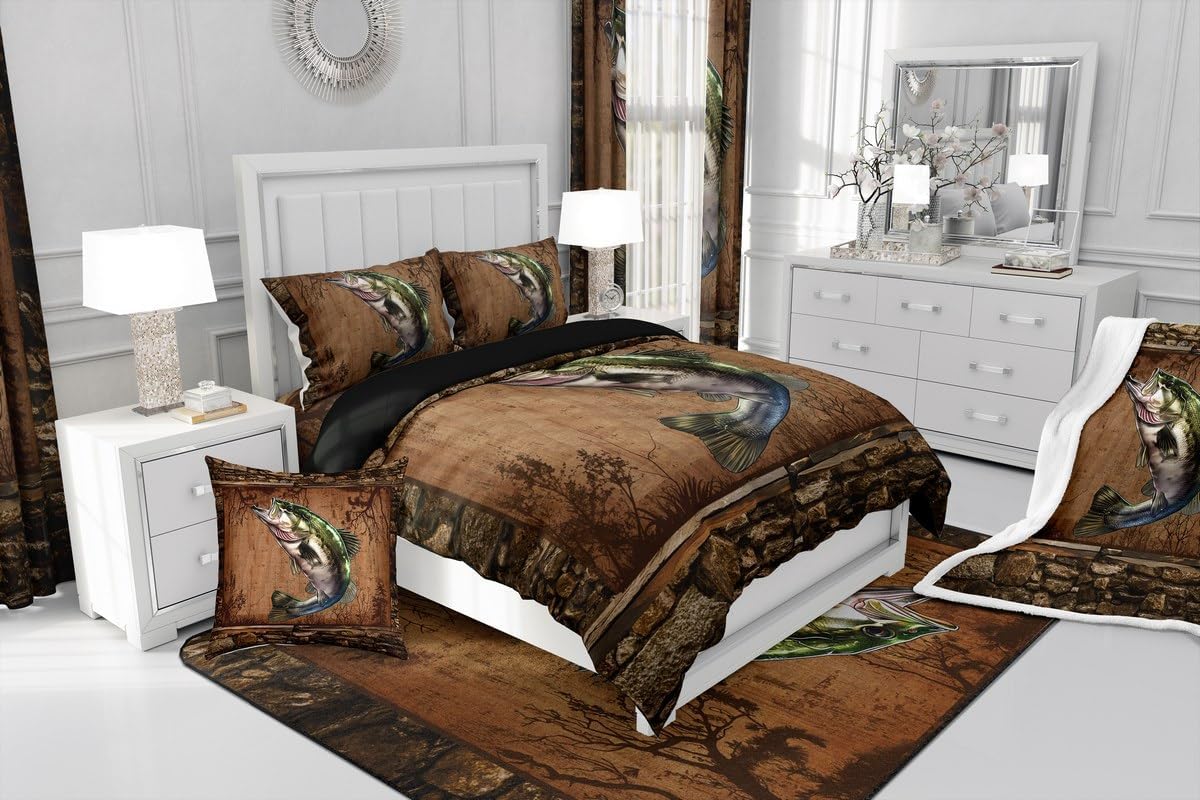 Feelyou King Size Fish Comforter Set 3Pcs
