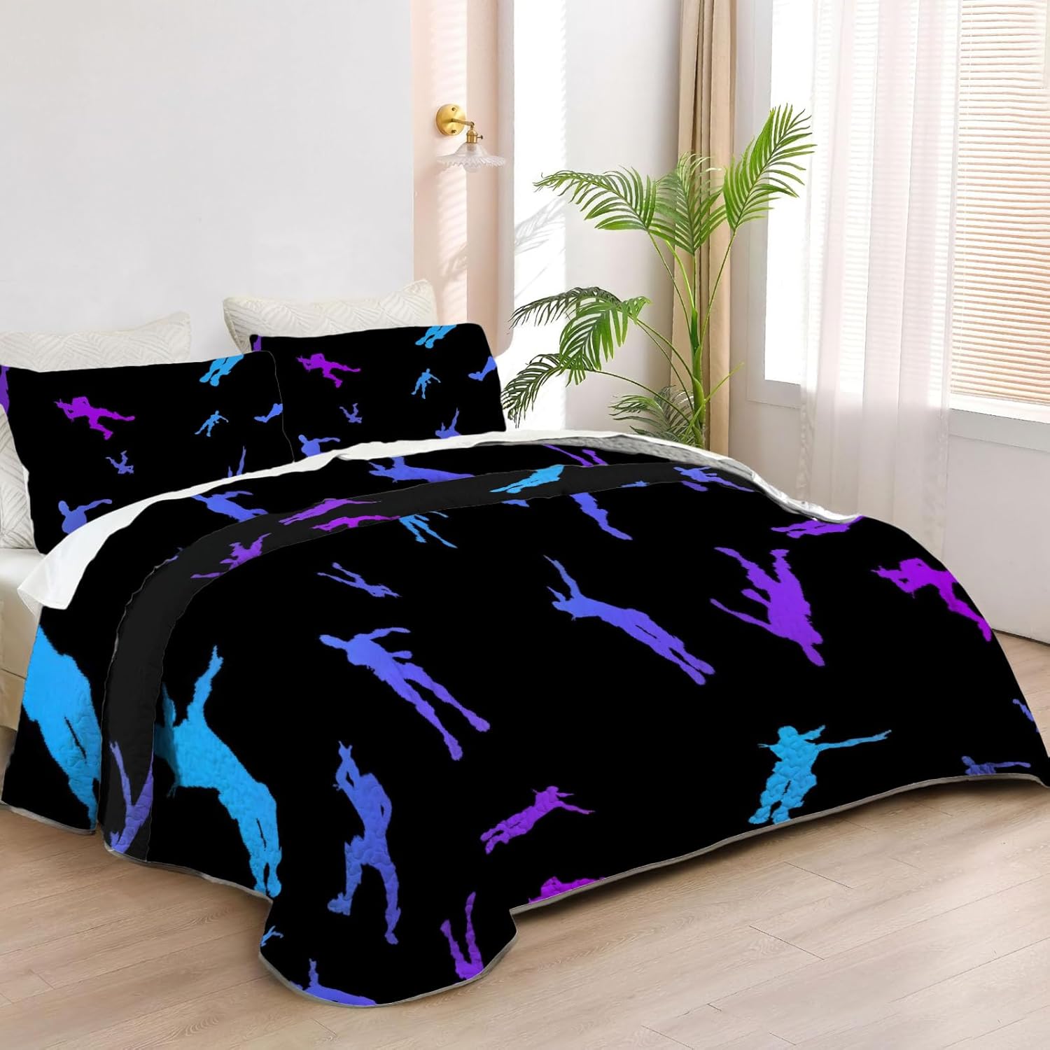 Allenjoy Queen Size Battle Quilt Bedspread Set with 2 Pillow Shams