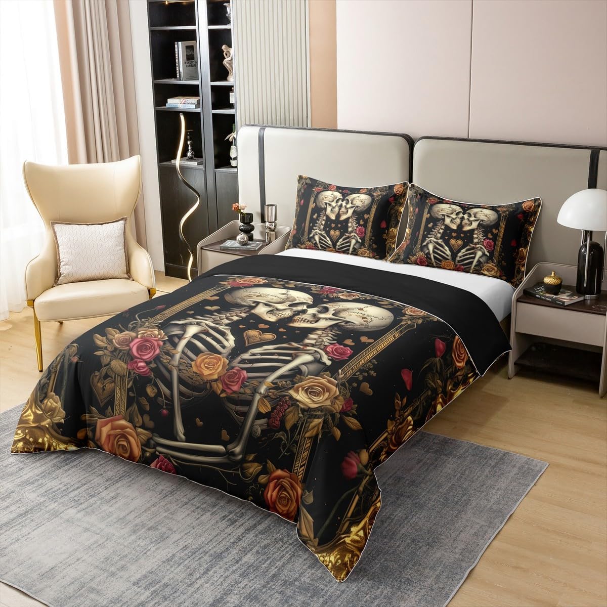 Manfei Couple Skeleton Kids Duvet Cover Set