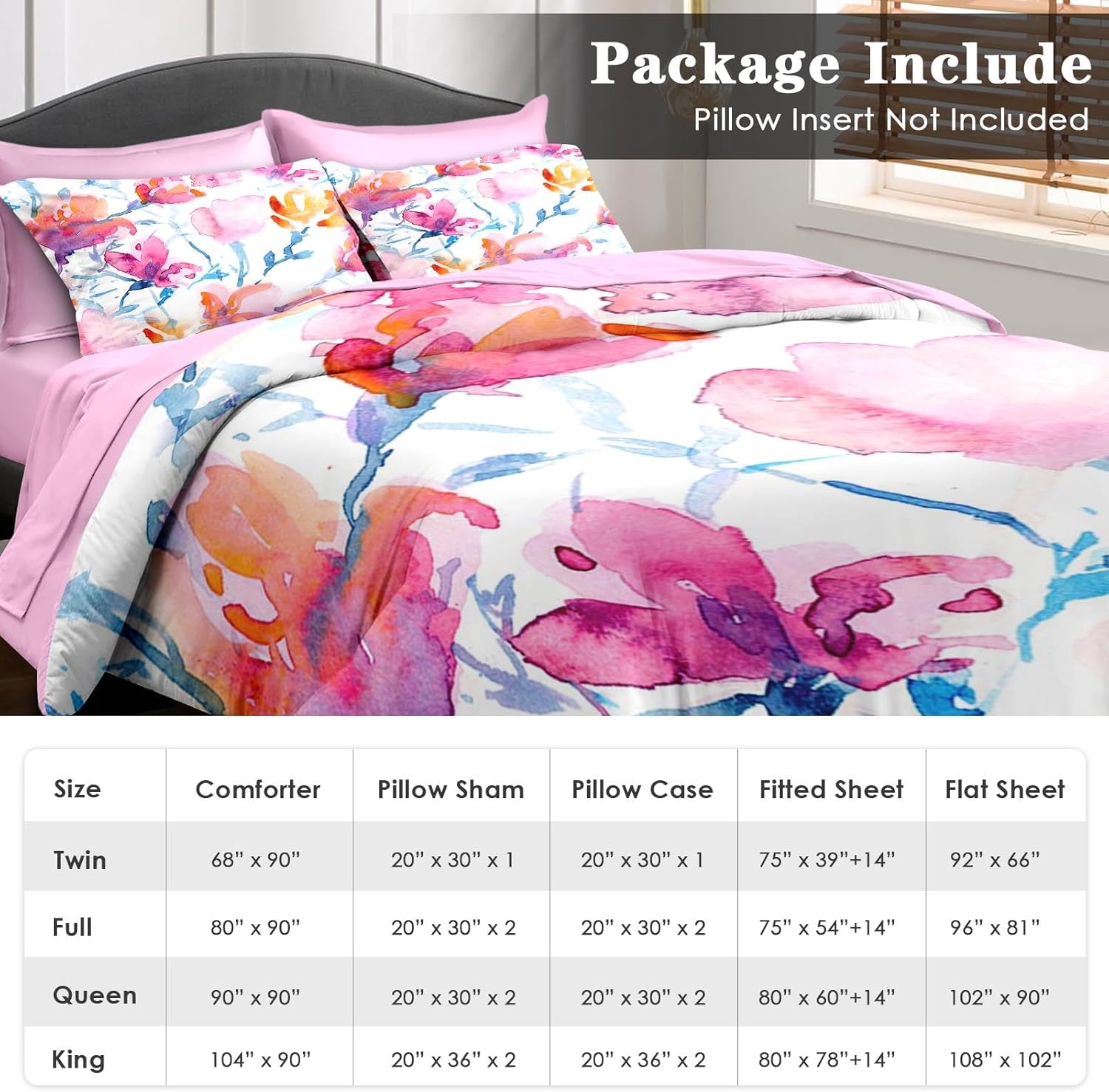 Pamnest Comforter Set King Size Floral Spring