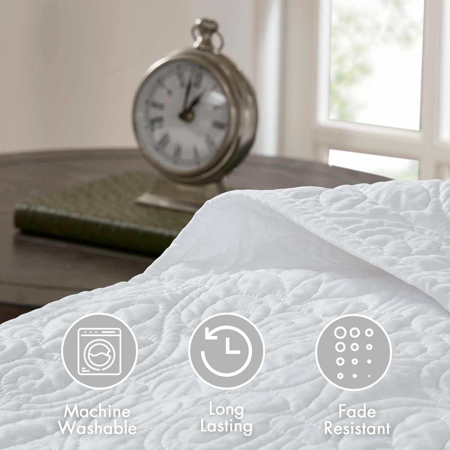 Madison Park Quebec Quilt Set - 2 Piece White Damask Design