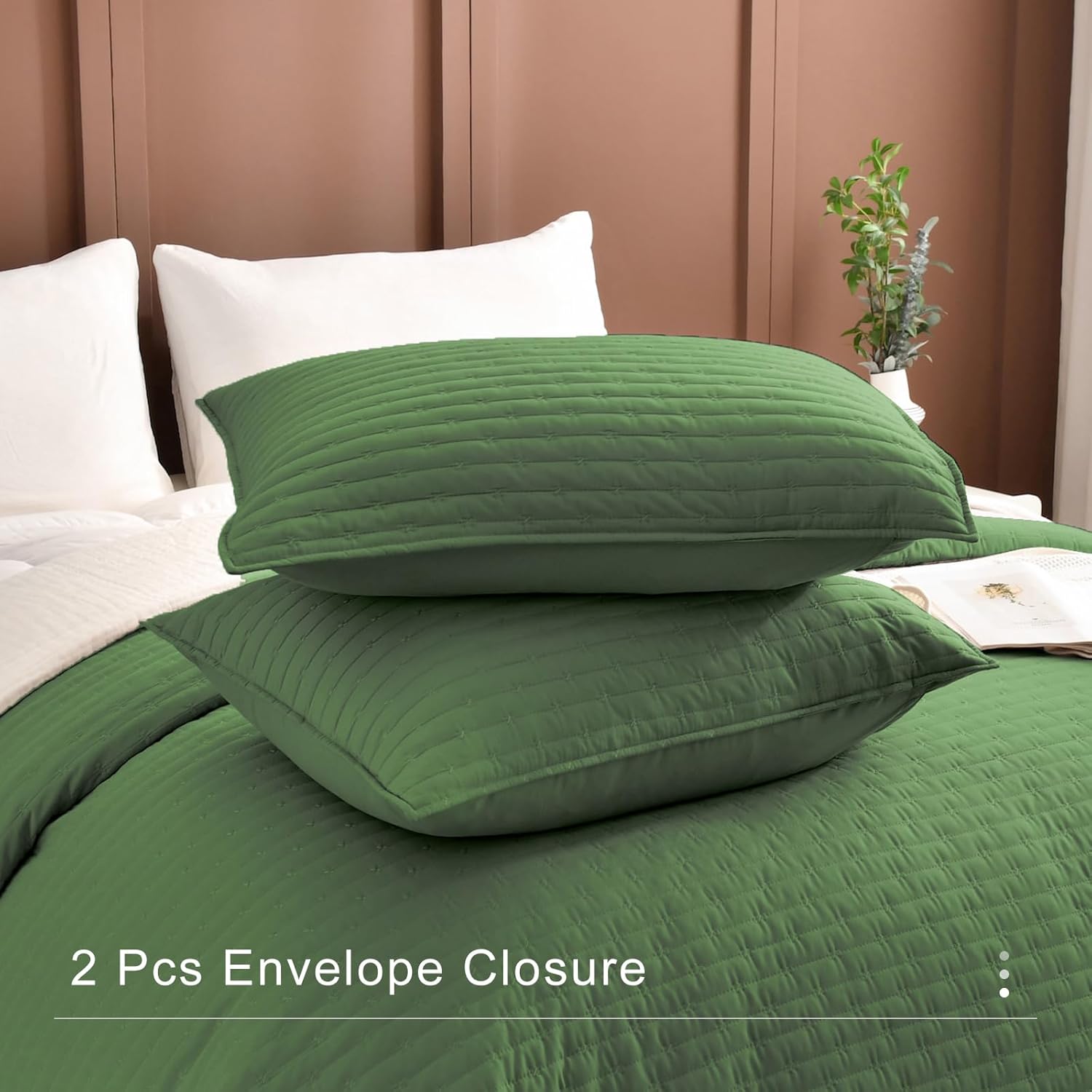 Masaca Olive Green Oversized Queen Quilt Set