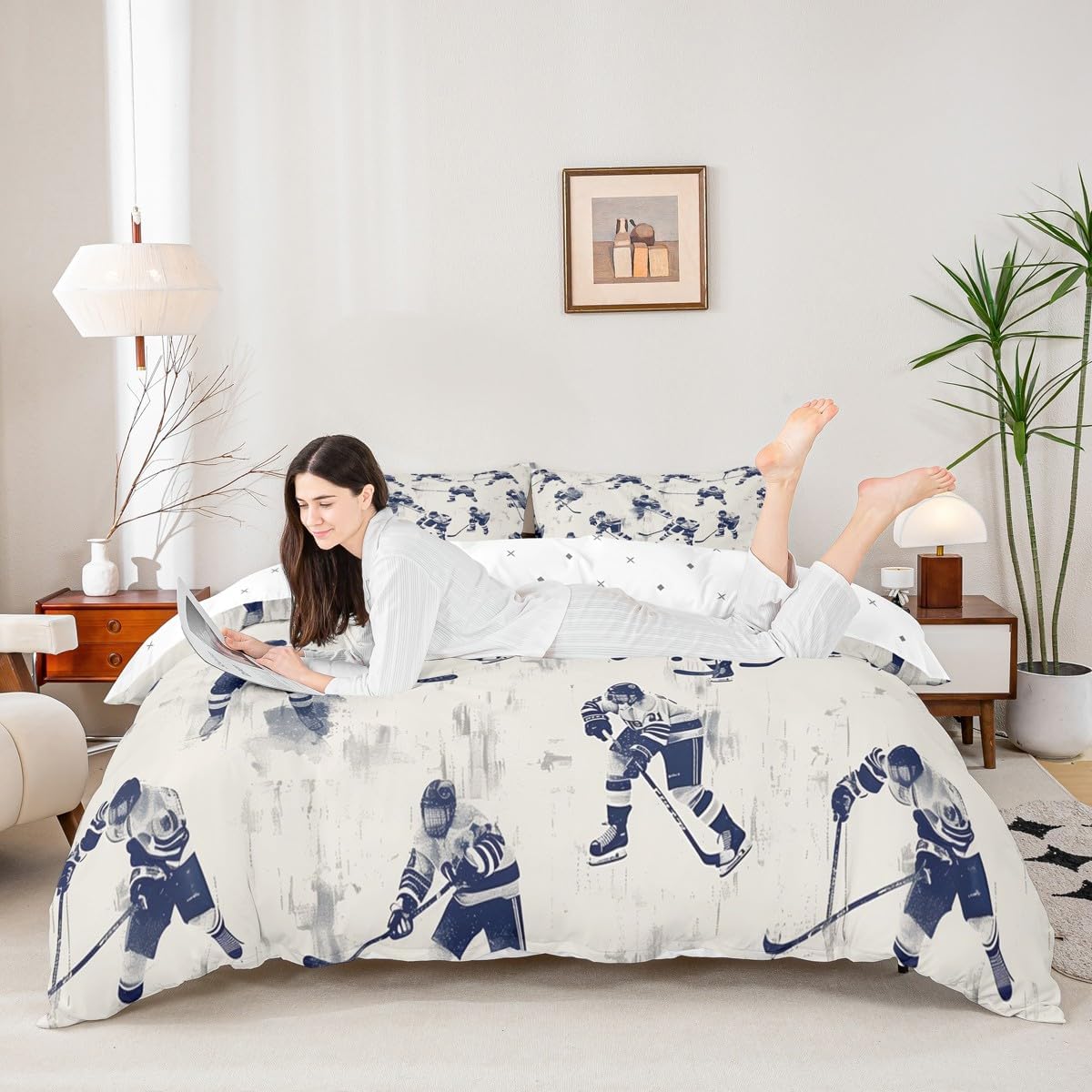Erosebridal Hockey Player Duvet Cover Set 1