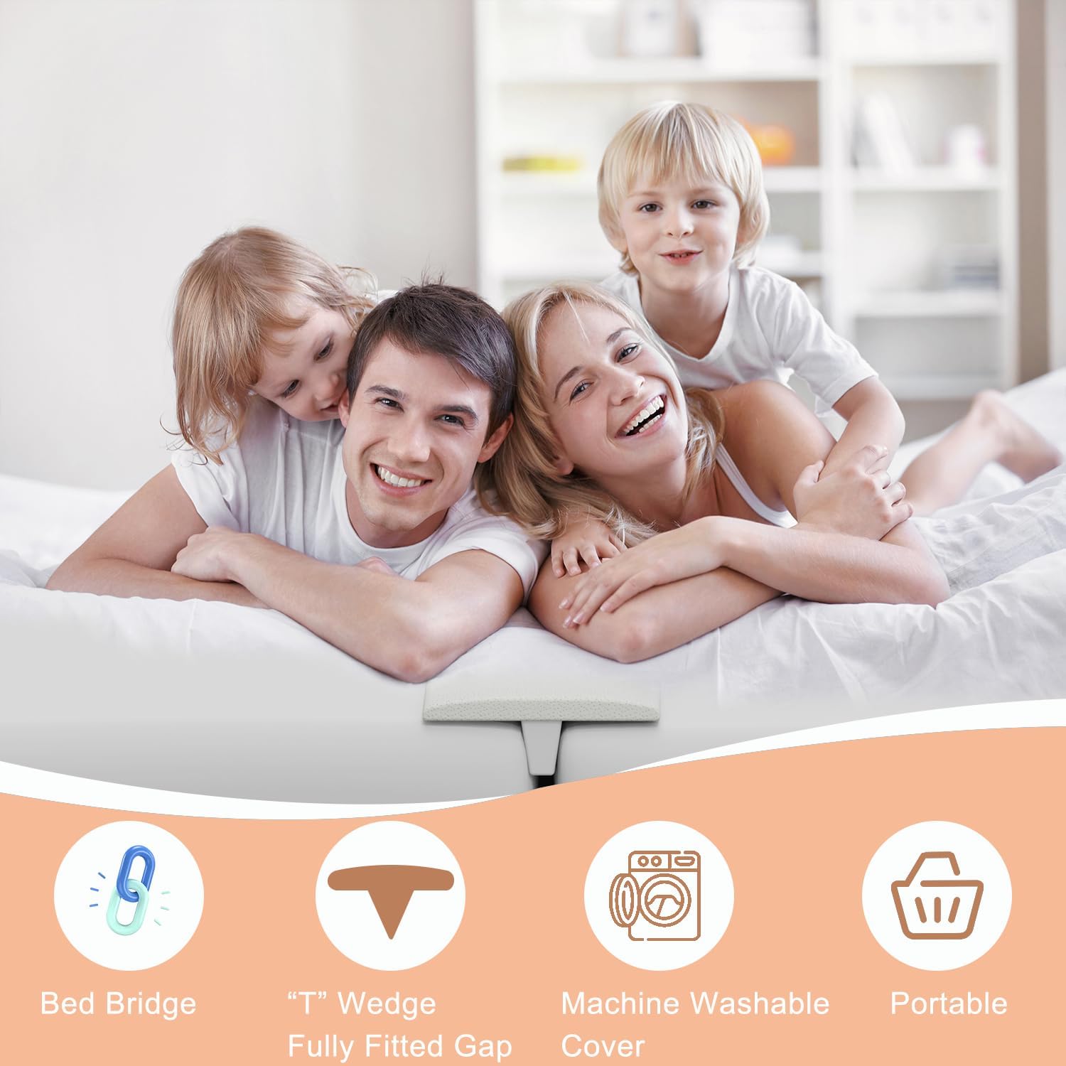 Limthe Bed Bridge Twin XL to King Converter Non-Slip Washable Cover