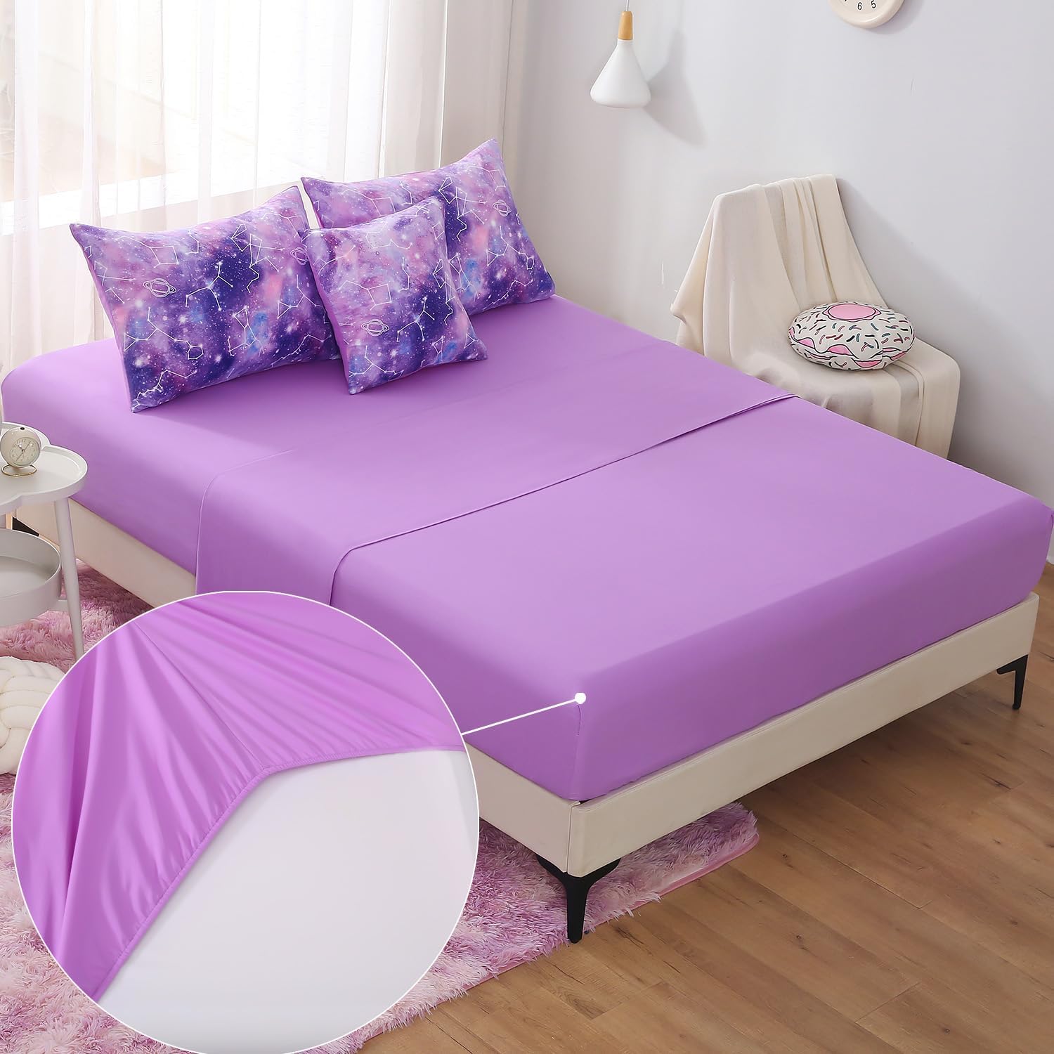 JQinHome Galaxy Gradient Comforter Set for Girls