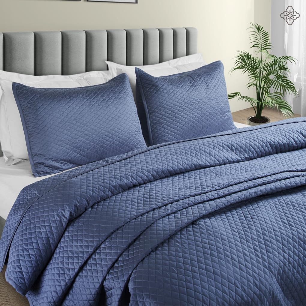 BIOWEAVES Organic Cotton Quilt Twin Set - GOTS Certified Diamond Stitched