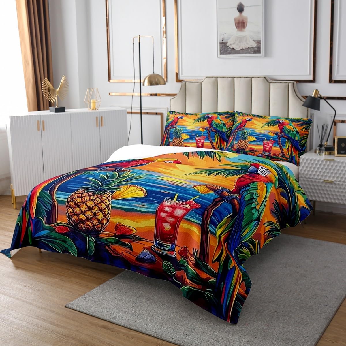 Erosebridal Parrot Coverlet Set Twin Size for Kids