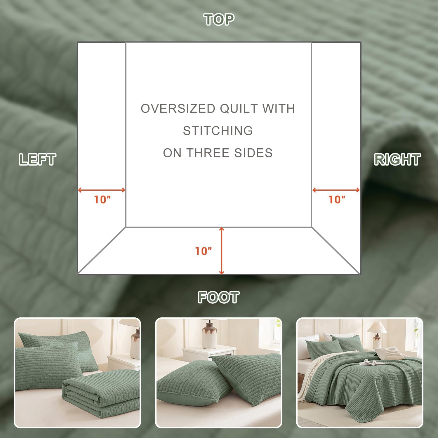 Sanracie 3PCS Extra Large King Quilt Set