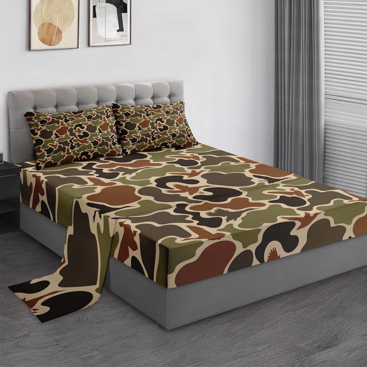 Zzzboro 4-Piece Camouflage Bed Sheet Set Queen Size