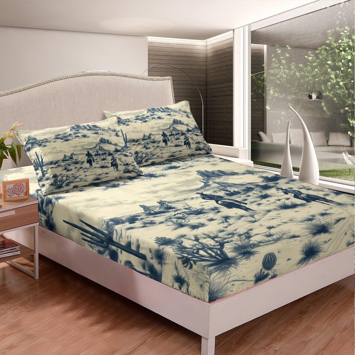 Feelyou Kids Wild West Cowboy Sheet Set King Size 4Pcs