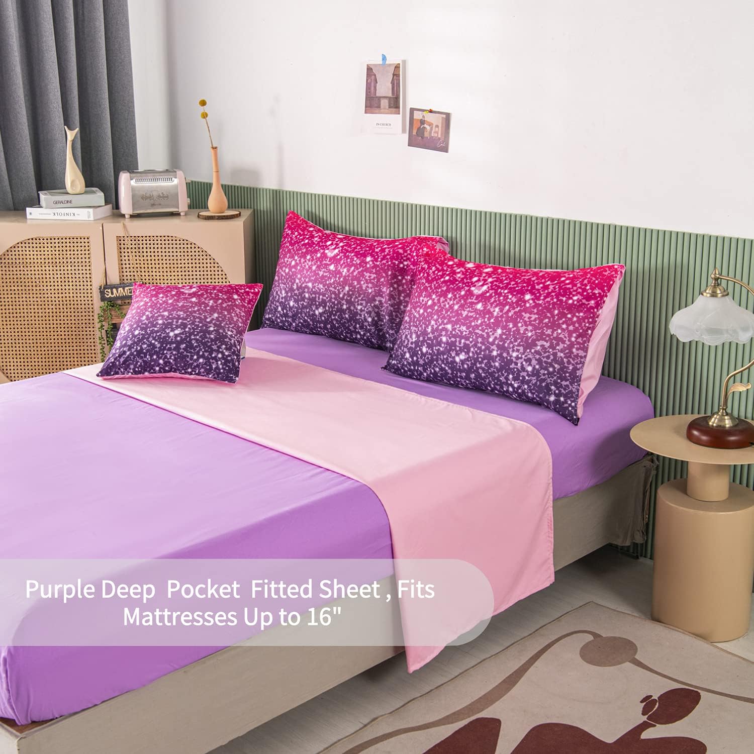 RYNGHIPY 6Pcs Glitter Comforter Set for Girls Kids Teens