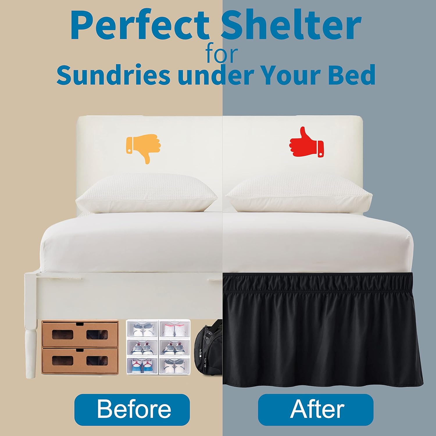 Entisn Adjustable Bed Skirt for Twin Twin XL Beds