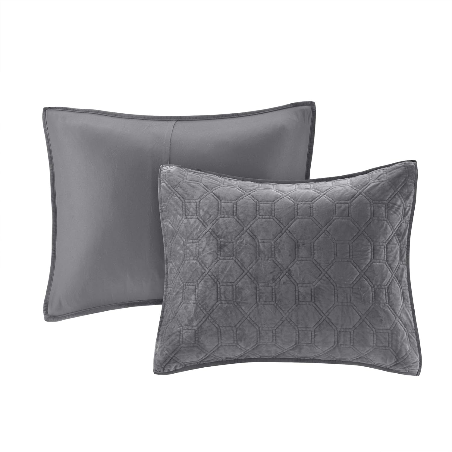 Madison Park Velvet Coverlet Set 3 Piece Grey