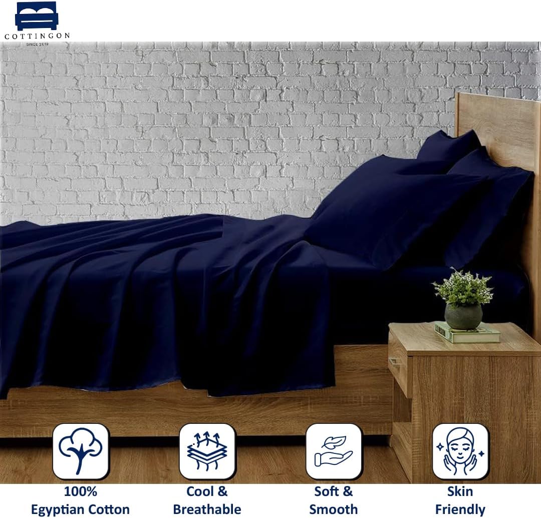 Cottingon 4 Piece Twin XL Bedding Set Navy Blue