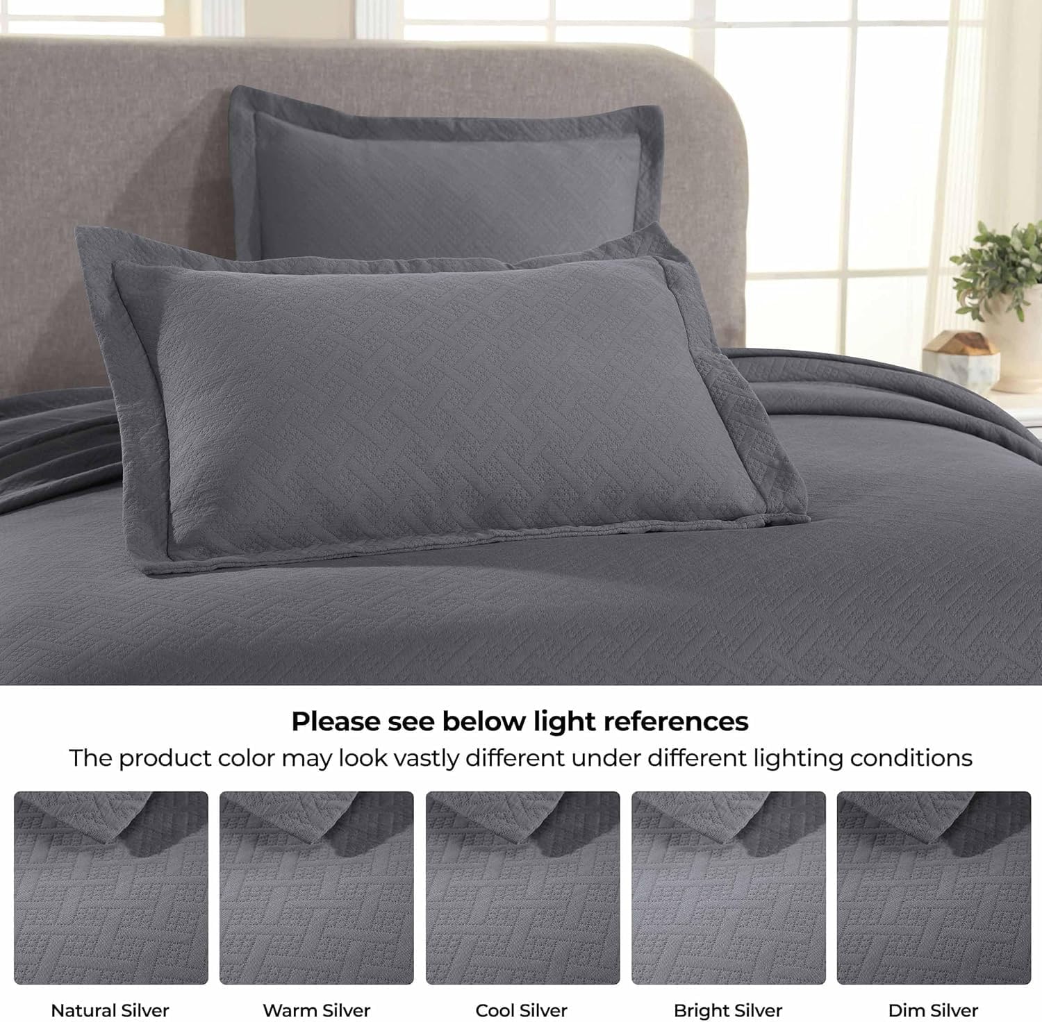 Superior 100 Cotton Basket Weave Bedspread Set Full Grey