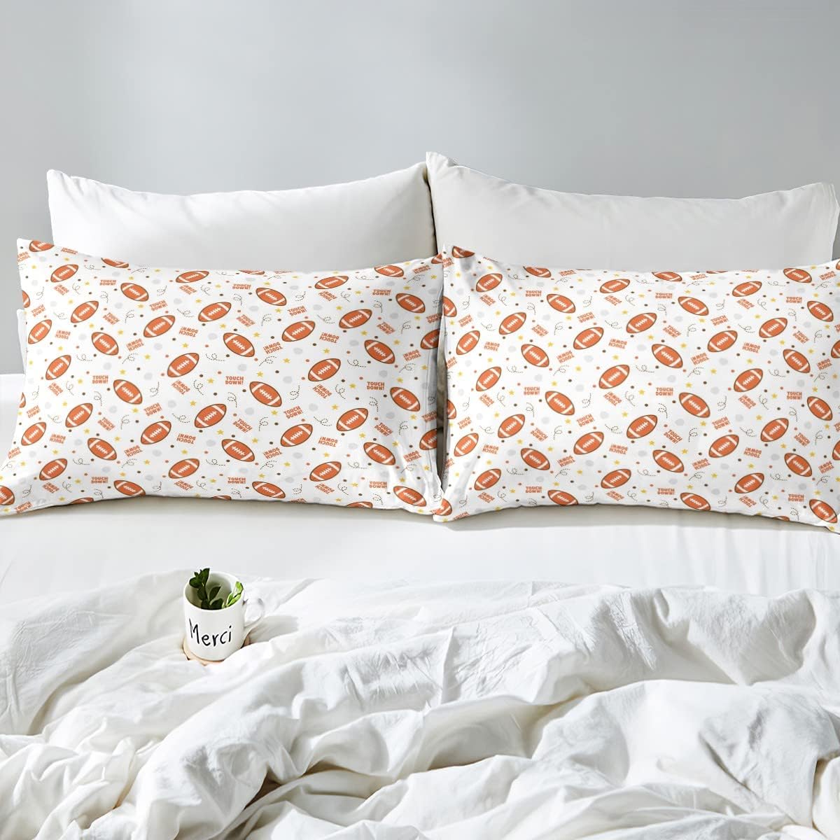 Jejeloiu King Size Football Bed Sheet Set with Deep Pockets