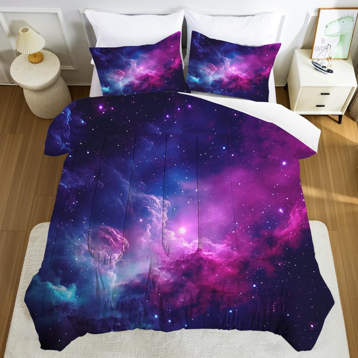 FUYEEN Galaxy Comforter Set Queen Size Purple Space
