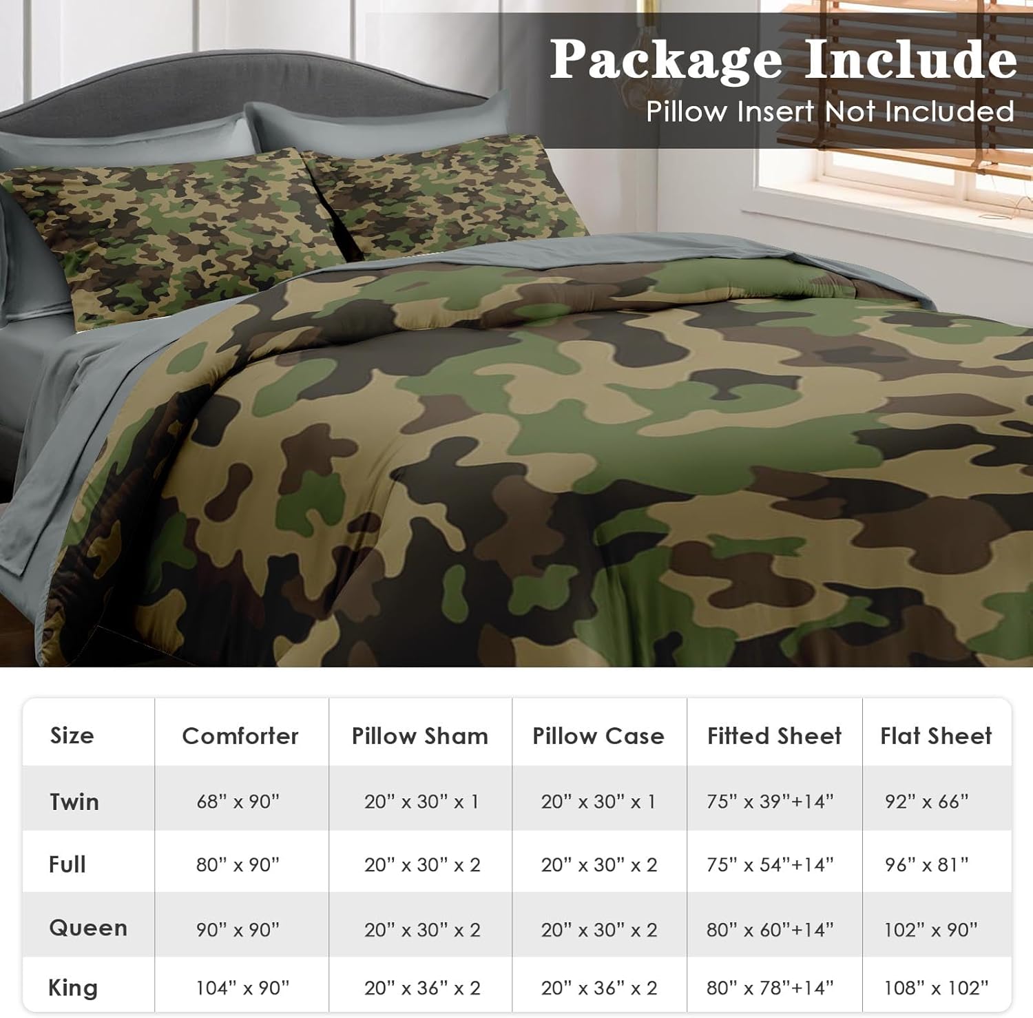 Pamnest Comforter Set King Size Camouflage 7 Pcs Bedding