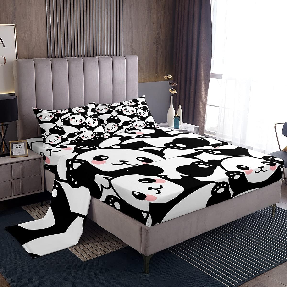Erosebridal Panda Bed Sheet Set Queen