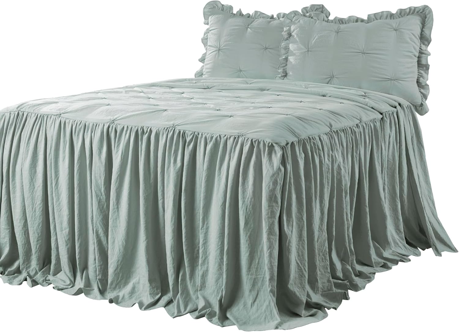 Lush Decor Ravello Ruffle Skirt Bedspread Set - King Blue