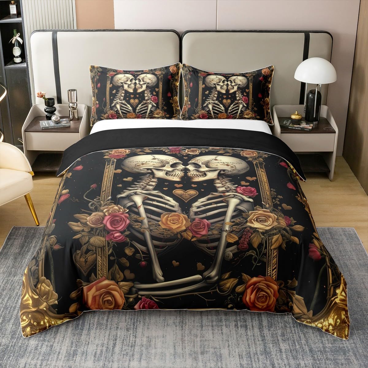Manfei Couple Skeleton Kids Duvet Cover Set