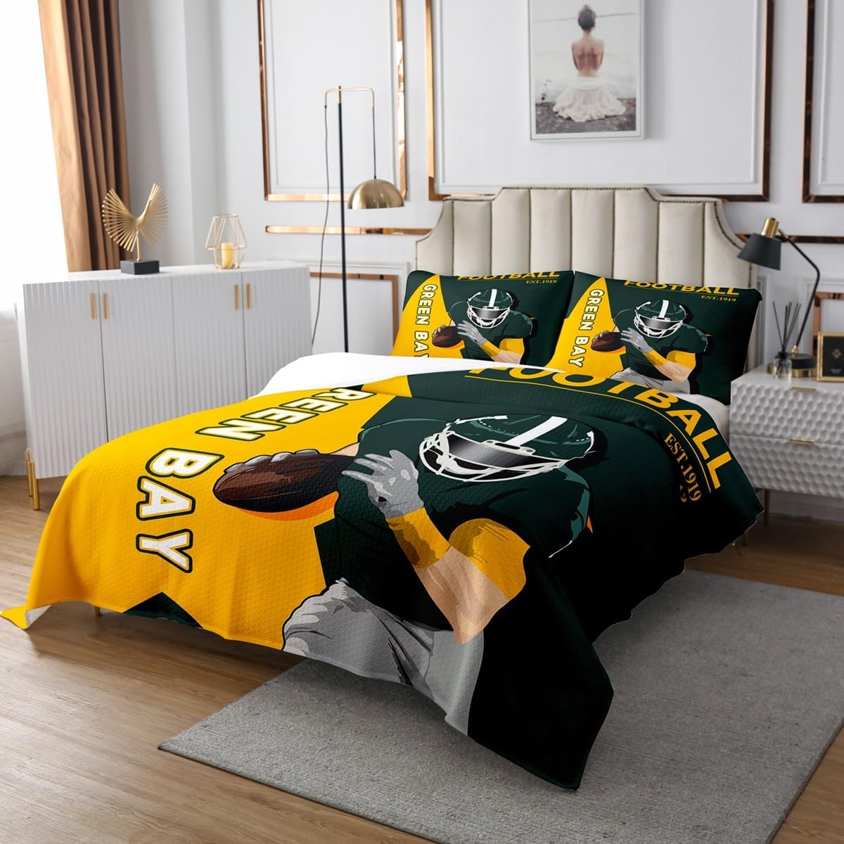 Feelyou Football Coverlet Set Queen Size 1
