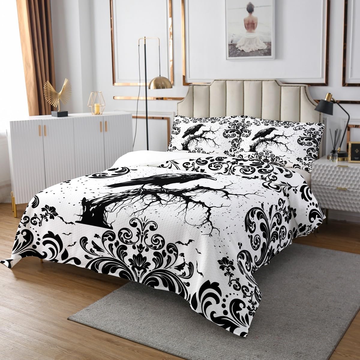 Erosebridal Gothic Damask Bedspread Set Twin Size 1