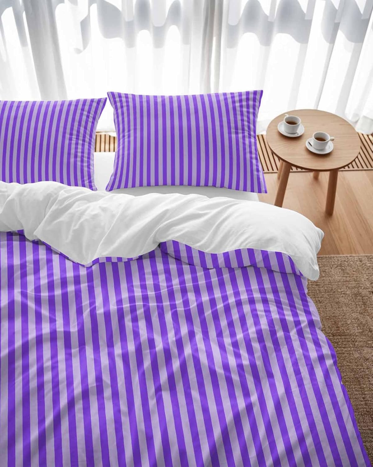 ZOE GARDEN Blue Purple Duvet Cover Set with Pillowcases