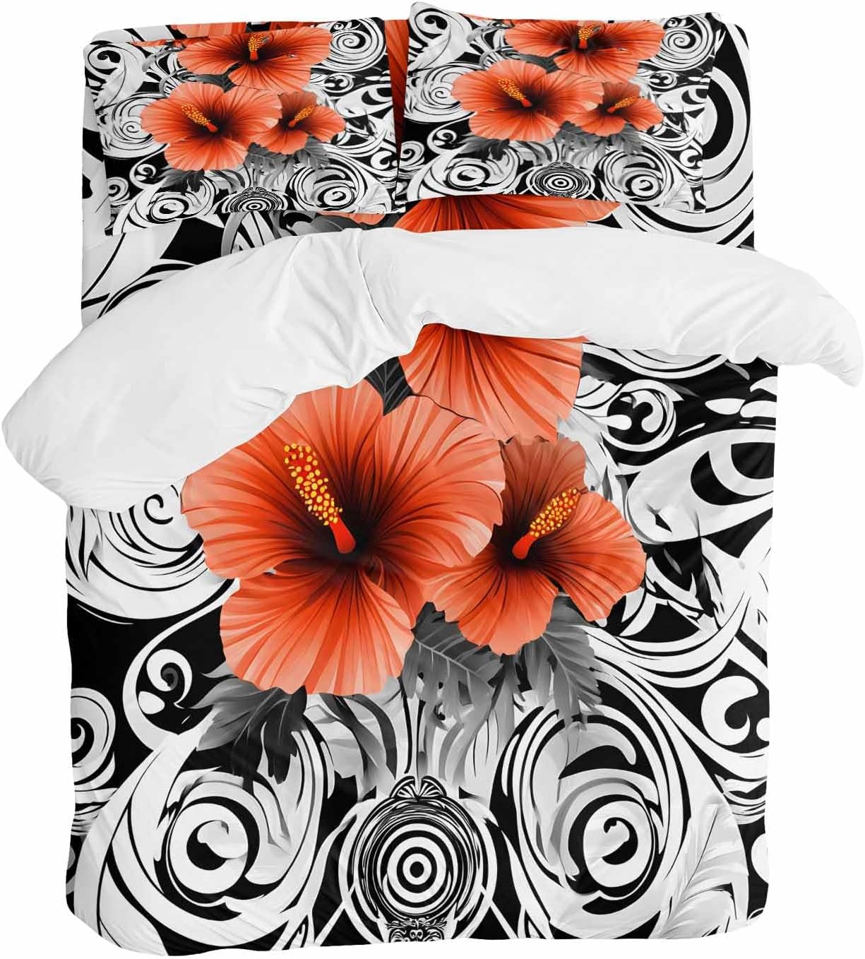 ZOE GARDEN Orange Flowers Duvet Cover Set Twin Size