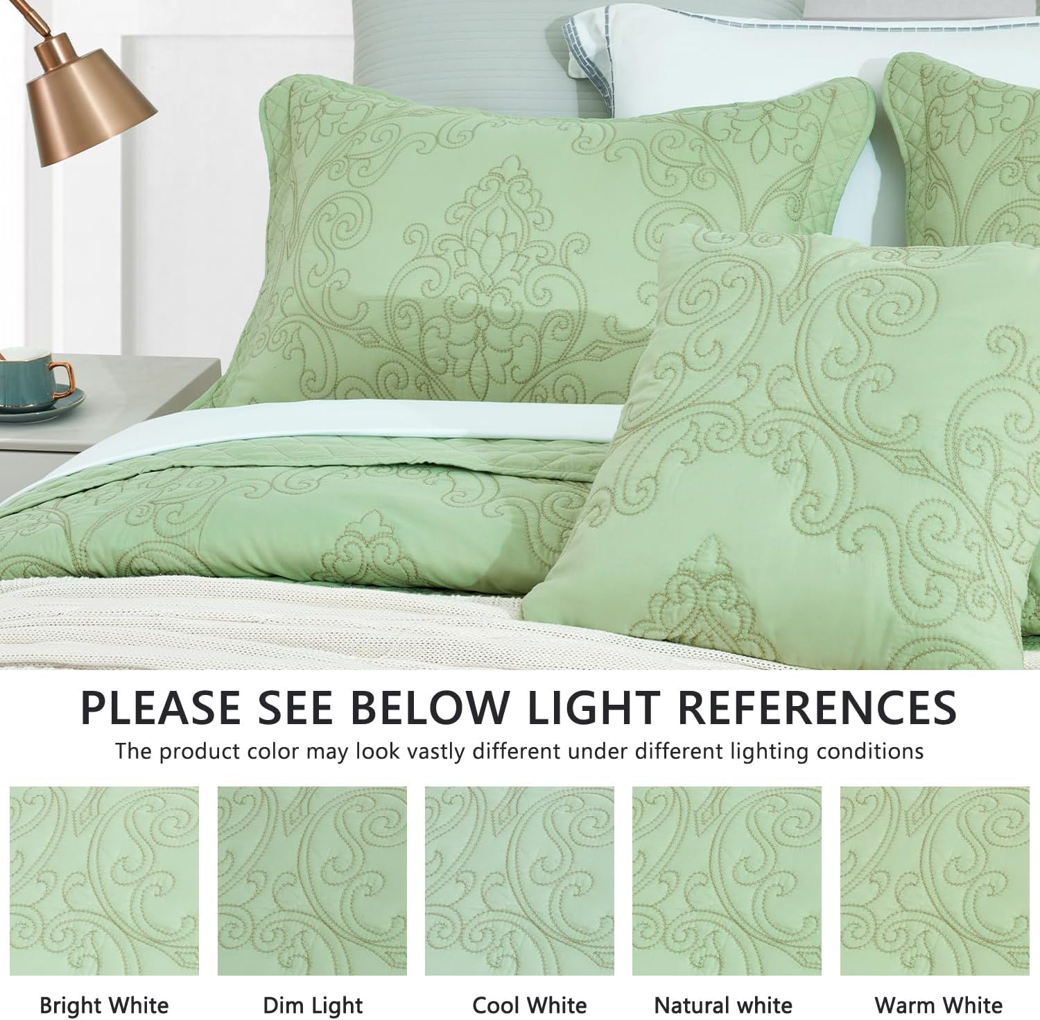 CHIXIN Bedspread Coverlet Set Queen Size - Luxury Damask Paisley Pattern