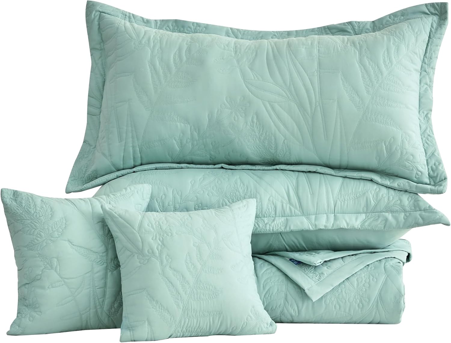 HZ HY Botanical Leaves King Bedspread Set 5 Piece