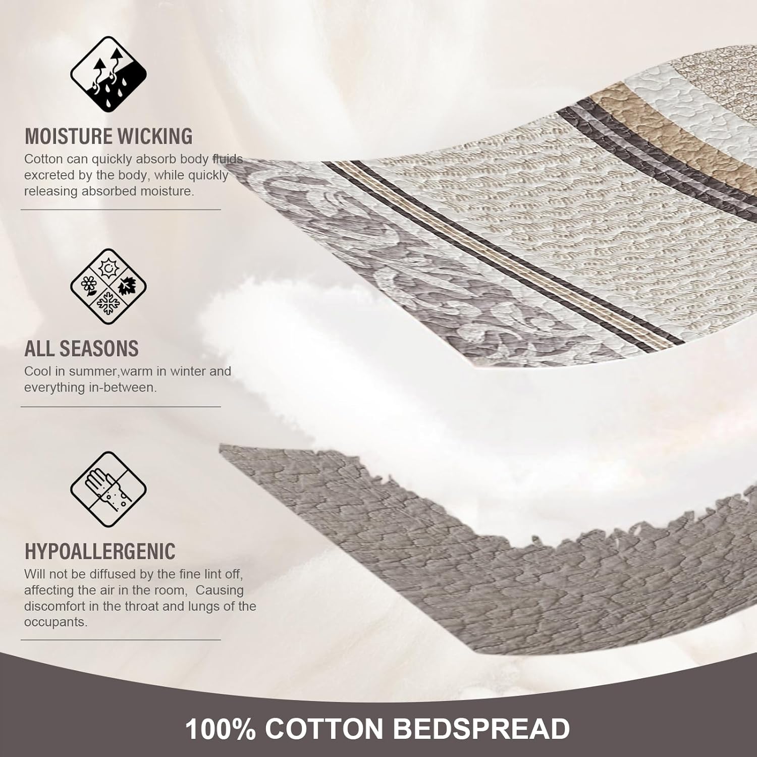 FineStichery Farmhouse King Bedspread Set 120x120