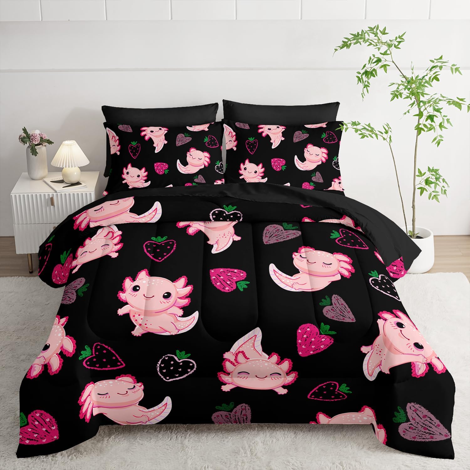 Axolotl Themed 7-Piece Comforter Set for Kids