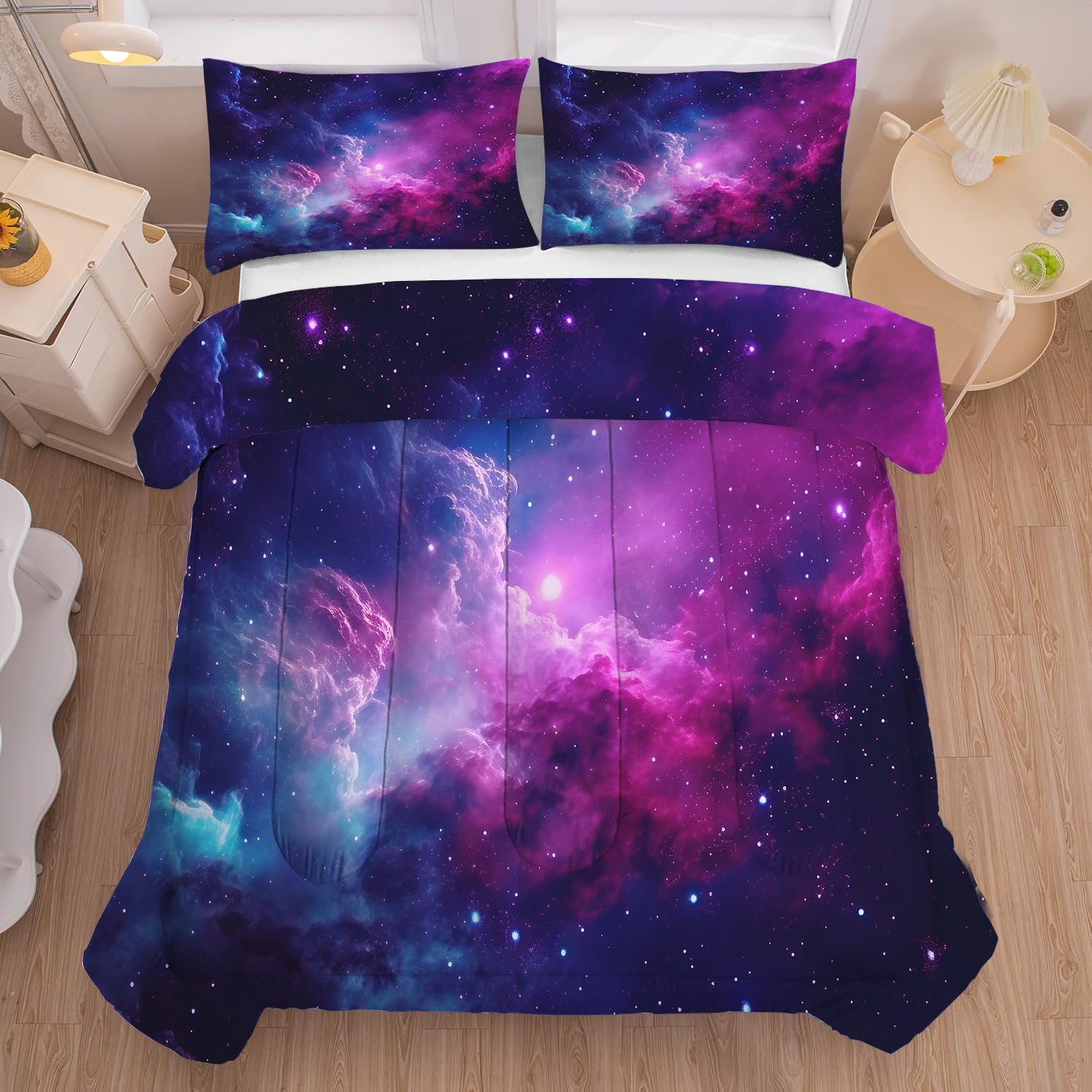 FUYEEN Galaxy Comforter Set Queen Size Purple Space