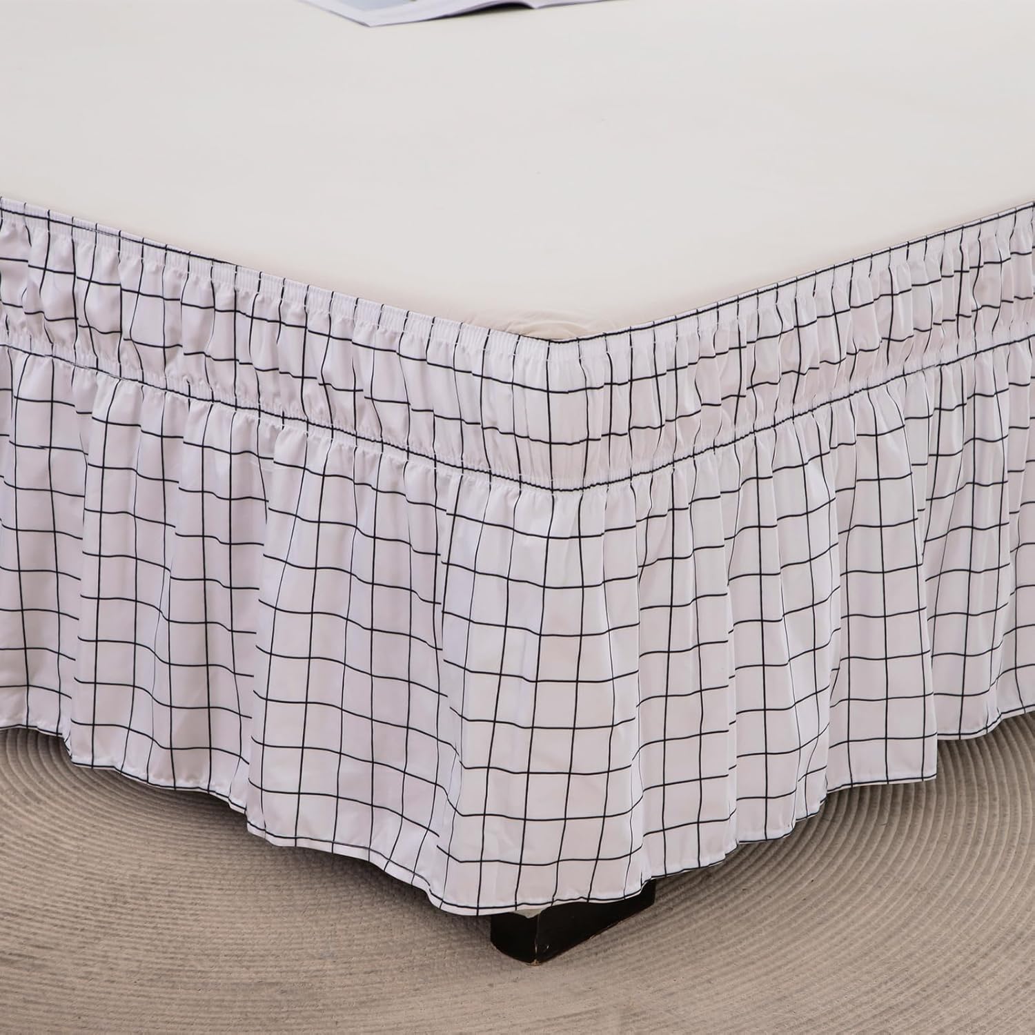 BESTORI Wrap Around Ruffled Bed Skirt Twin 39 x 75 15 Drop White