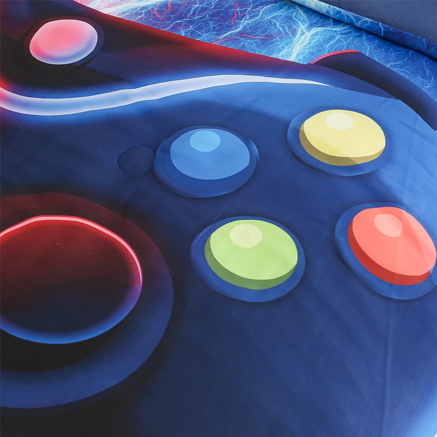 Gamer Gamepad Comforter Set for Boys Red-Blue Lightning Design