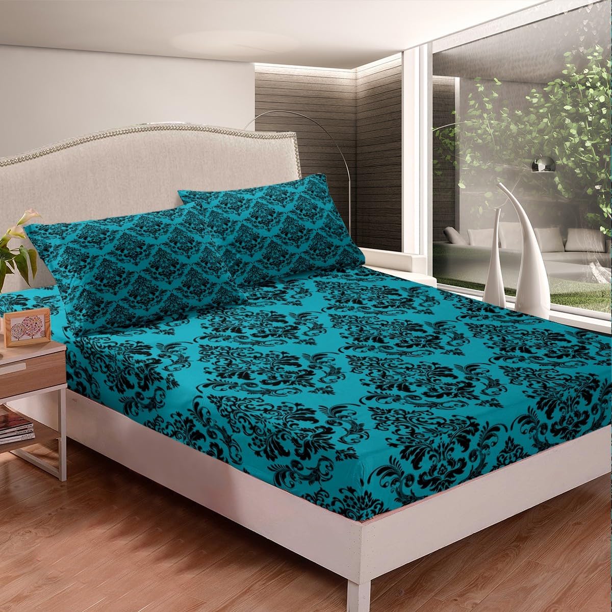 Gothic Bohemian Floral Twin Fitted Sheet Set