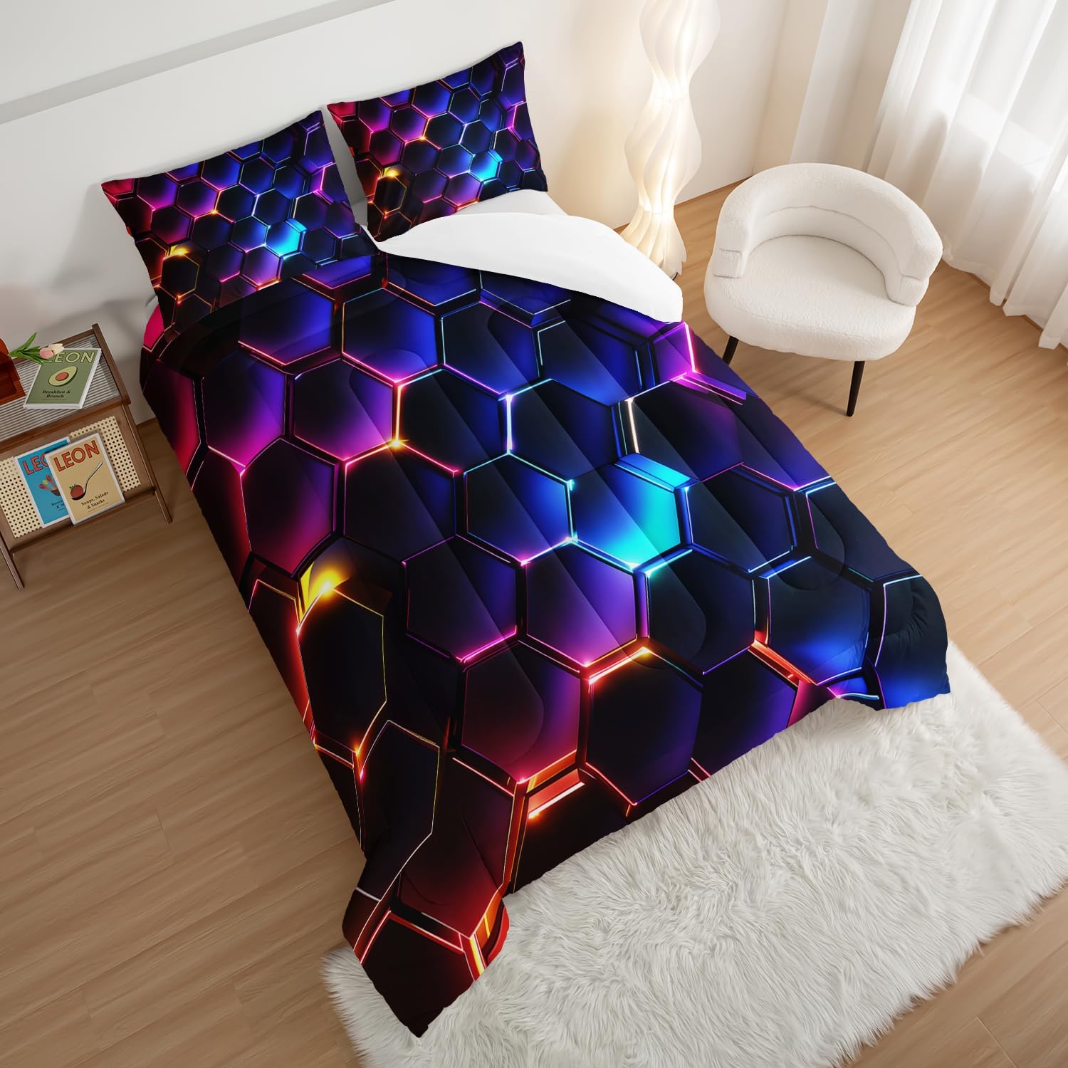 HOSIMA 3D Honeycomb Comforter Set for Boys 1
