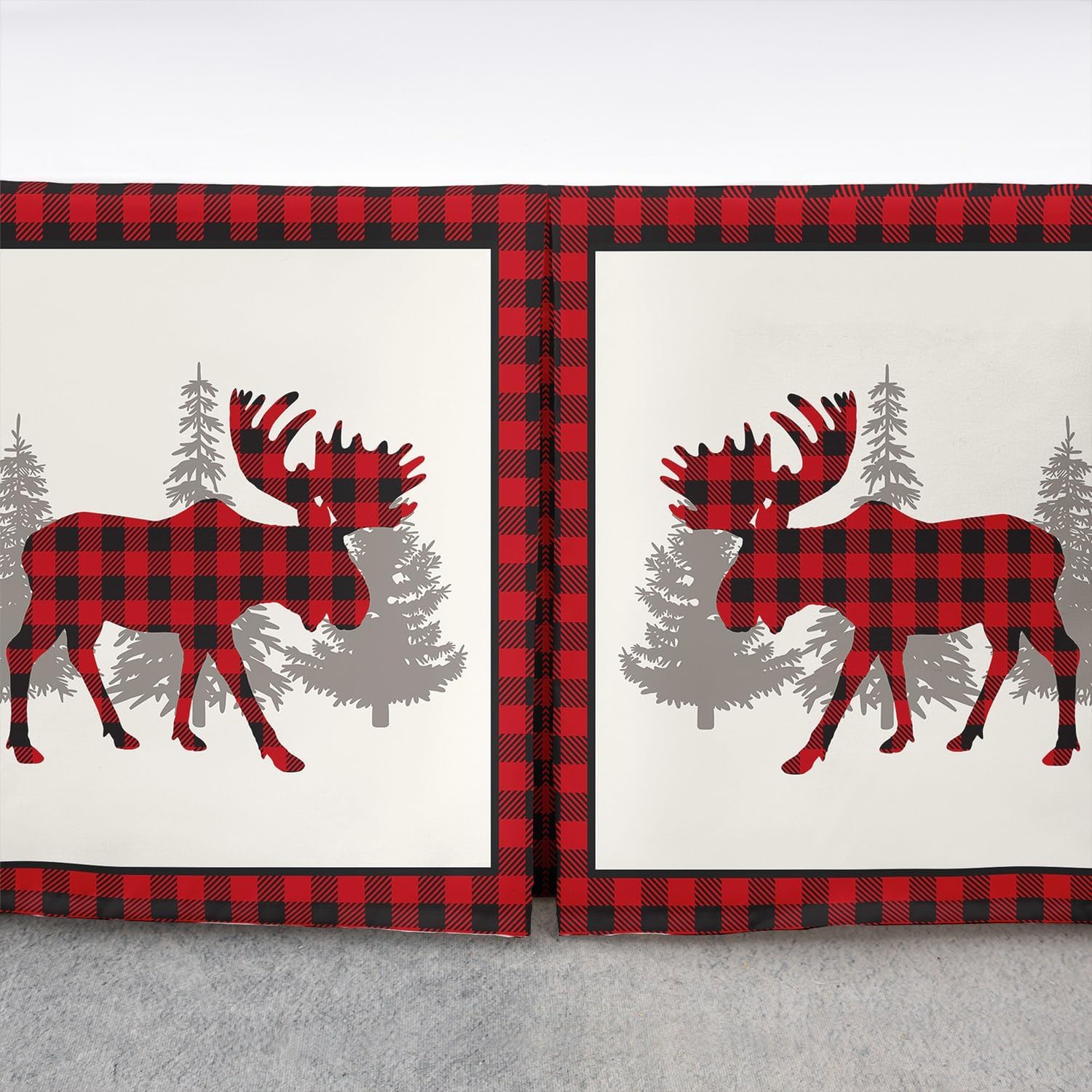 Feelyou Christmas Moose Bed Skirt King Size 15 Inch Drop