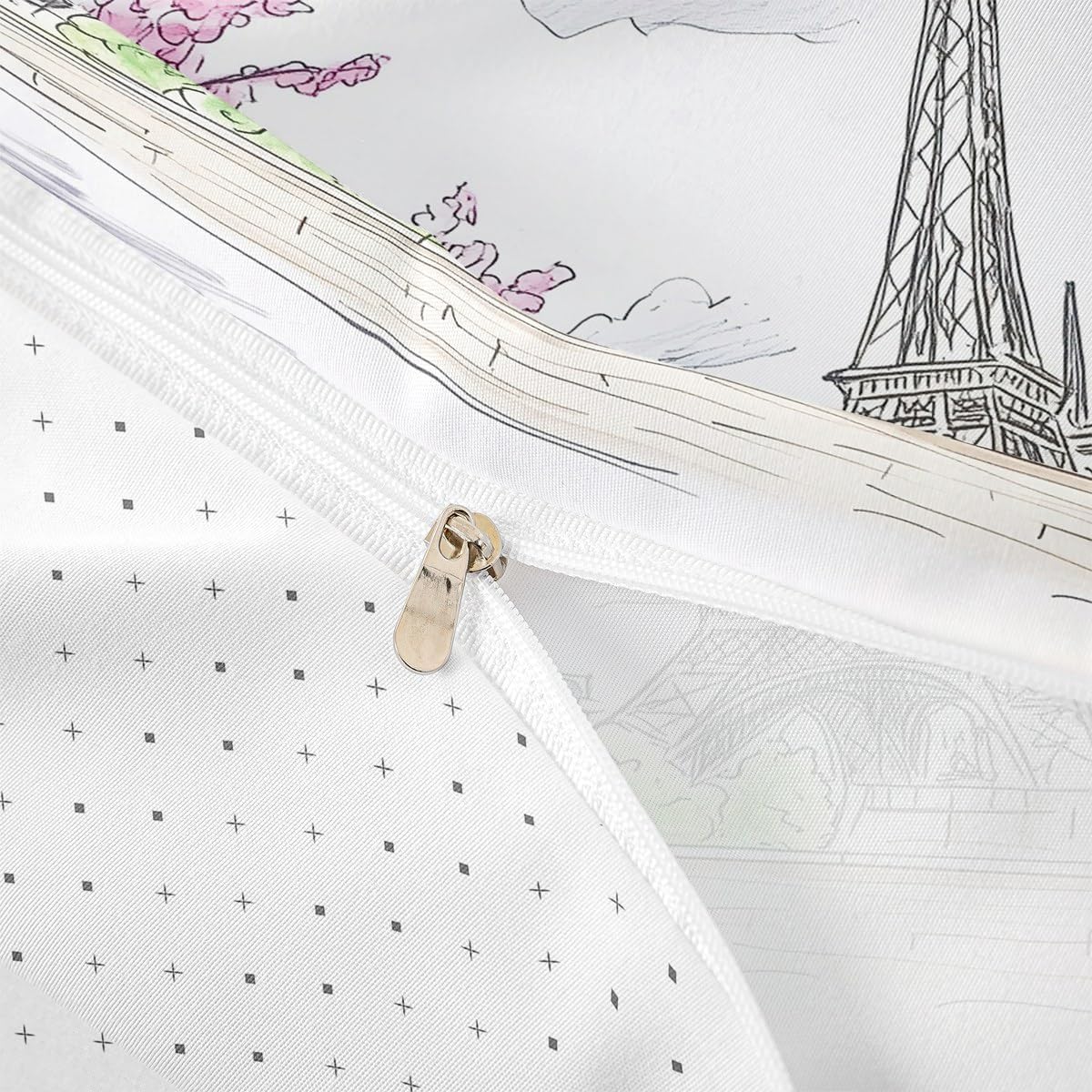 jejeloiu Paris Themed Duvet Cover Set