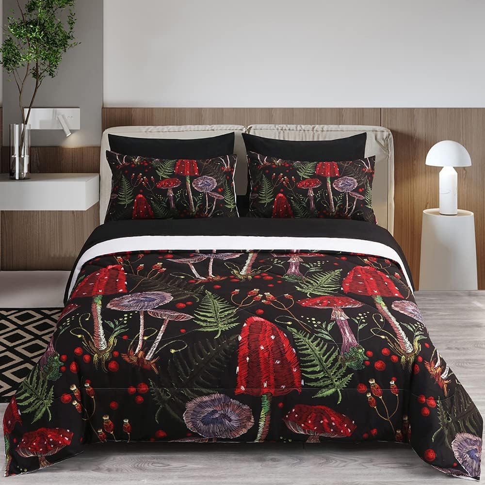 7 Piece Mushroom Comforter Set for Kids and Adults All Seasons