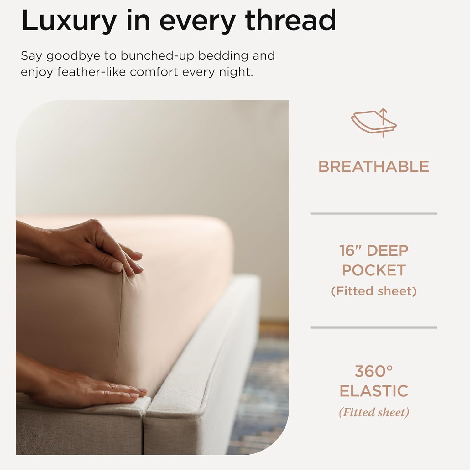 Threadmill Twin XL Sheet Set 656 Thread Count Beige