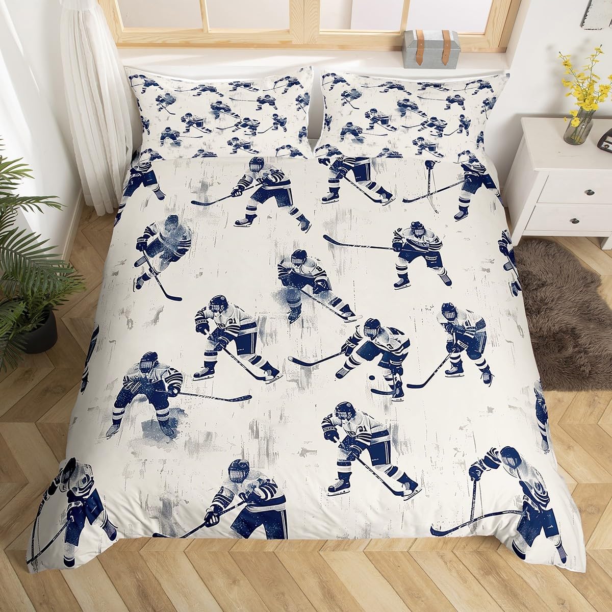 Erosebridal Hockey Player Duvet Cover Set 1