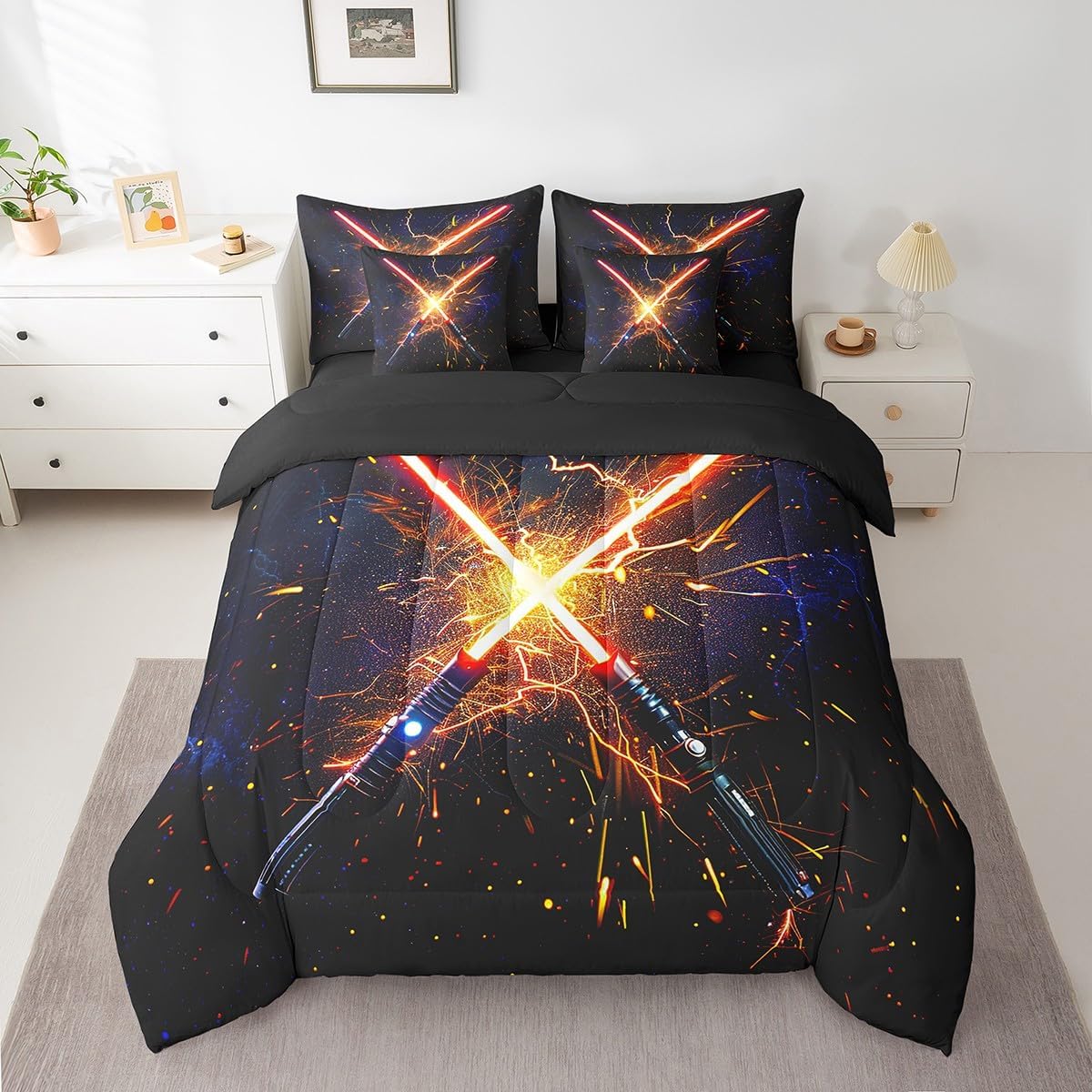 Feelyou Lightsaber 7-Piece Kids Bedding Set